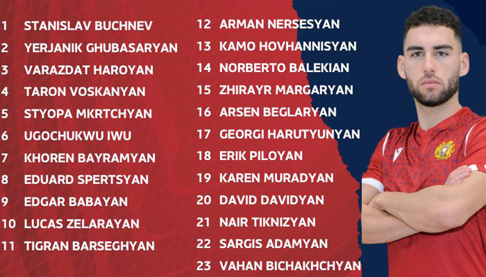 Հայաստանի հավաքականի վերջնական հայտացուցակը՝ Թուրքիայի դեմ խաղում