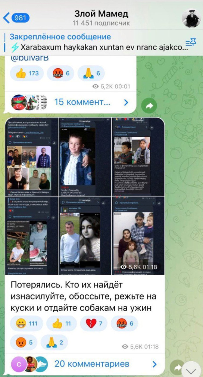 Many relatives of the missing people complain about Azerbaijan threatening them by calls and text messages