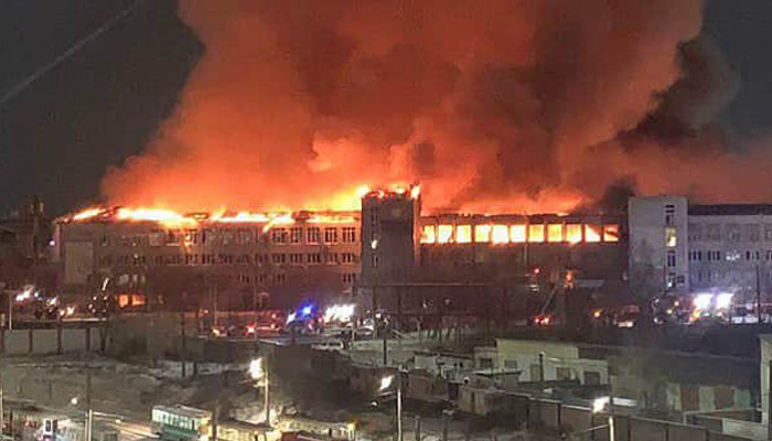 В столице Бурятии масштабный пожар