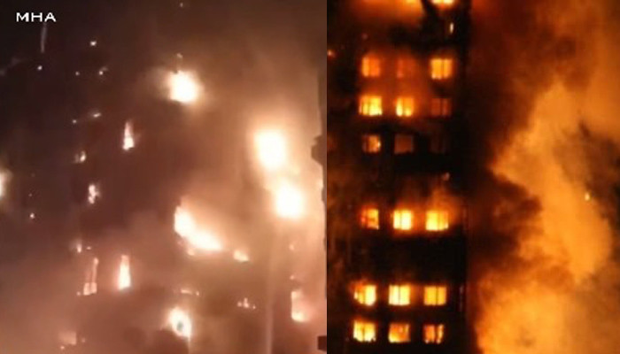 В результате пожара в районе Нилюфер сгорел 10-этажный дом