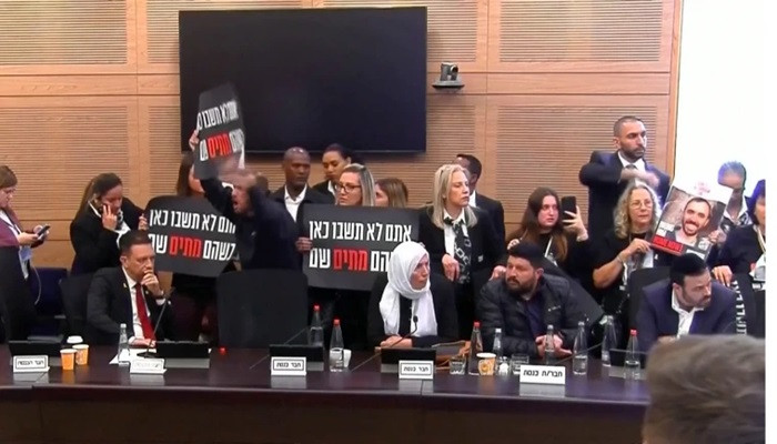 Gaza hostage relatives storm Israeli parliament committee meeting