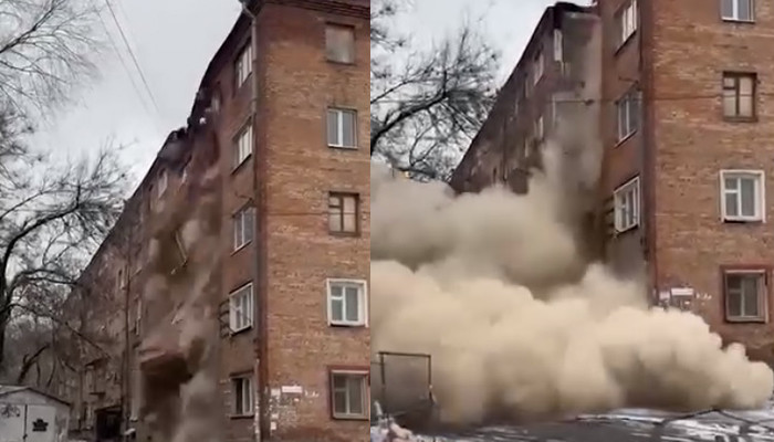 Подъезд пятиэтажного жилого дома в Ростове-на-Дону полностью обрушился