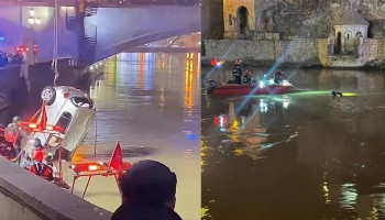Машина упала в реку с моста в центре Тбилиси, один человек погиб