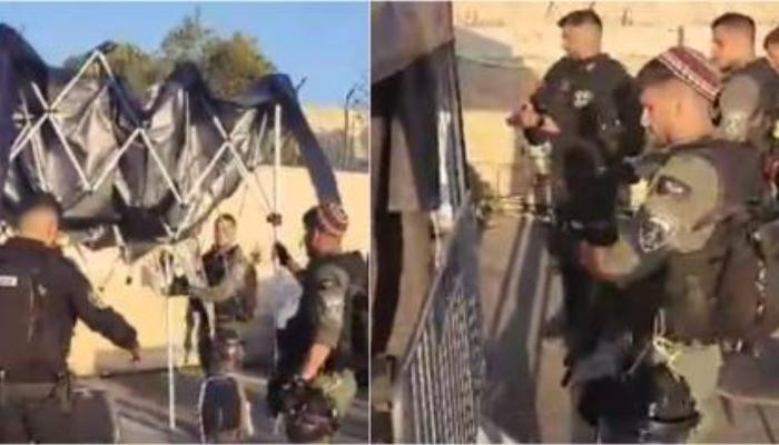 Զինված ոստիկանությունն ապամոնտաժում է Երուսաղեմի Կովերի պարտեզում պահակախմբի տաղավարը