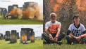 Environmental protesters spray 'orange powder paint' on Britain's Stonehenge