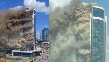 В Астане горит 26-этажный жилой комплекс