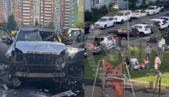 В Москве во дворе жилого дома взорвали автомобиль