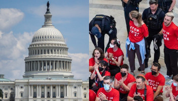 Demonstrators stage protest against Netanyahu visit on Capitol Hill