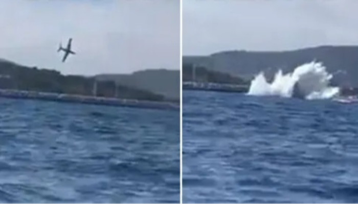 Moment 'plane crashes into the sea in front of air show spectators'